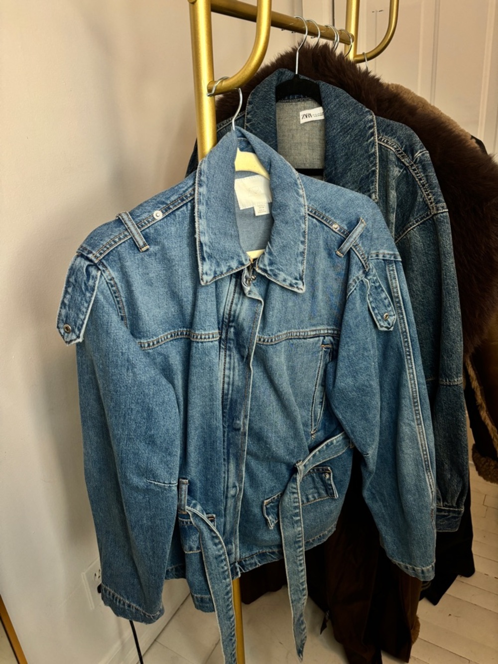 ZaraDenim Blue Women's Belted Jean Jacket - Picture 2 of 7